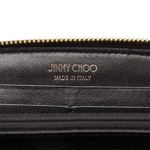 ジミーチュウ フィリパ スター エンボス ラウンドファスナー 長財布 ブラック レザー レディース JIMMY CHOO 【中古】