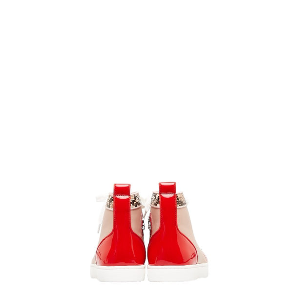 クリスチャンルブタン スパイクスタッズ パイソン ハイカット スニーカー ピンク マルチカラー レザー エナメル レディース Christian Louboutin 【中古】