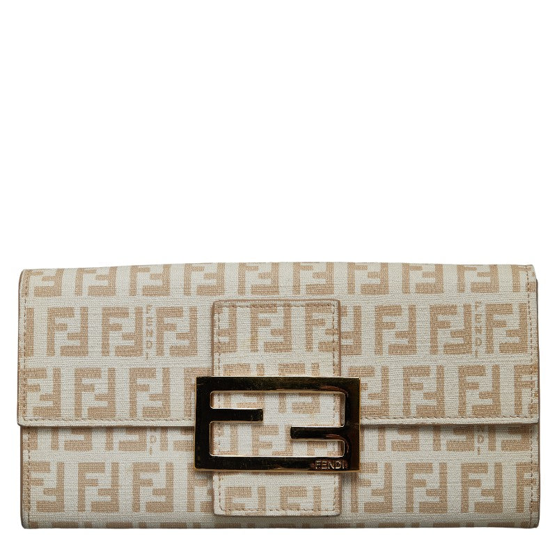 フェンディ ズッキーノ 長財布 ベージュ PVC レザー レディース FENDI 【中古】