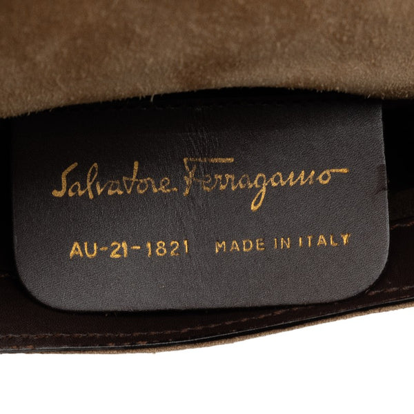 サルヴァトーレフェラガモ ガンチーニ ミニ ショルダーバッグ ベージュ ブラウン スウェード レディース Salvatore Ferragamo 【中古】