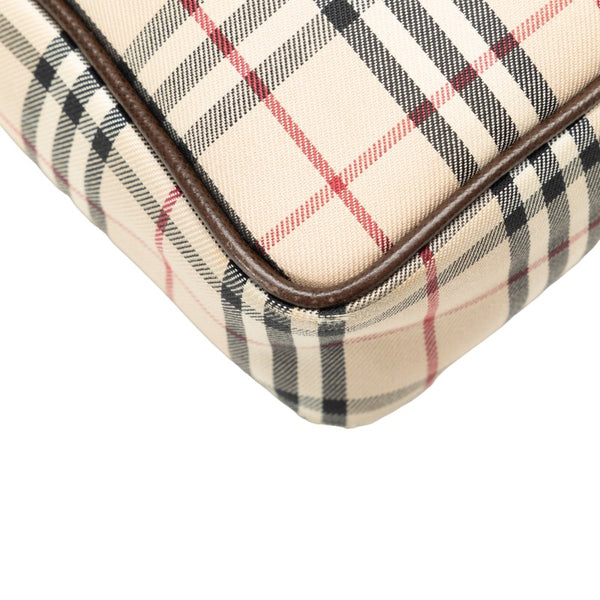 バーバリー ノバチェック 斜め掛け ショルダーバッグ ベージュ ブラウン ナイロン レザー レディース BURBERRY 【中古】