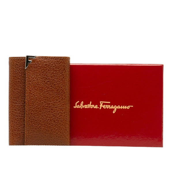 サルヴァトーレフェラガモ ヴィンテージ F金具 キーケース 6連 札入れ 228105 ブラウン レザー レディース Salvatore Ferragamo 【中古】