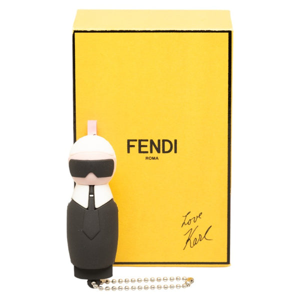 フェンディ カール ラガーフェルド USBメモリ ケース キーホルダー ブラック ホワイト ラバー レディース FENDI 【中古】