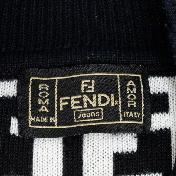 フェンディ ズッカ セーター ニット ブラック ホワイト ウール レディース FENDI 【中古】