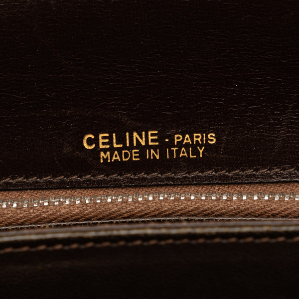 セリーヌ Cマカダム 馬車金具 ショルダーバッグ ブラウン キャンバス レザー レディース CELINE 【中古】