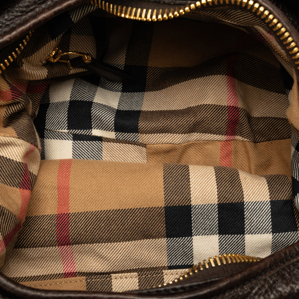 バーバリー ノバチェック ワンショルダーバッグ ブラウン レザー レディース BURBERRY 【中古】