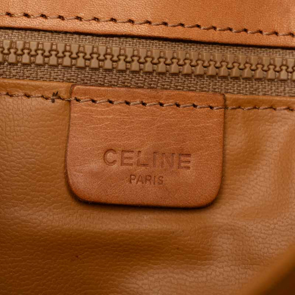 セリーヌ マカダム 斜め掛け ショルダーバッグ ブラウン PVC レザー レディース CELINE 【中古】