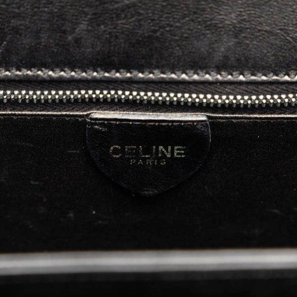 セリーヌ マカダム トリオンフ 金具 ハンドバッグ ブラック レザー レディース CELINE 【中古】