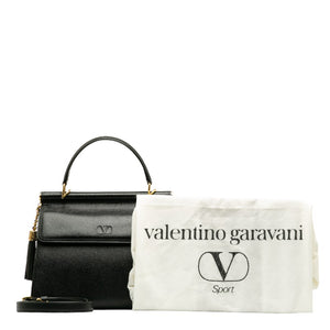 ヴァレンティノ タッセル ハンドバッグ ショルダーバッグ 2WAY ブラック レザー レディース VALENTINO 【中古】