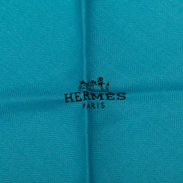 エルメス ロザンジュ ロゴ スカーフ ブルー カシミヤ シルク レディース HERMES 【中古】