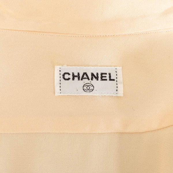 シャネル ココマーク 刺繍 ブラウス 長袖シャツ ベージュ シルク レディース CHANEL 【中古】