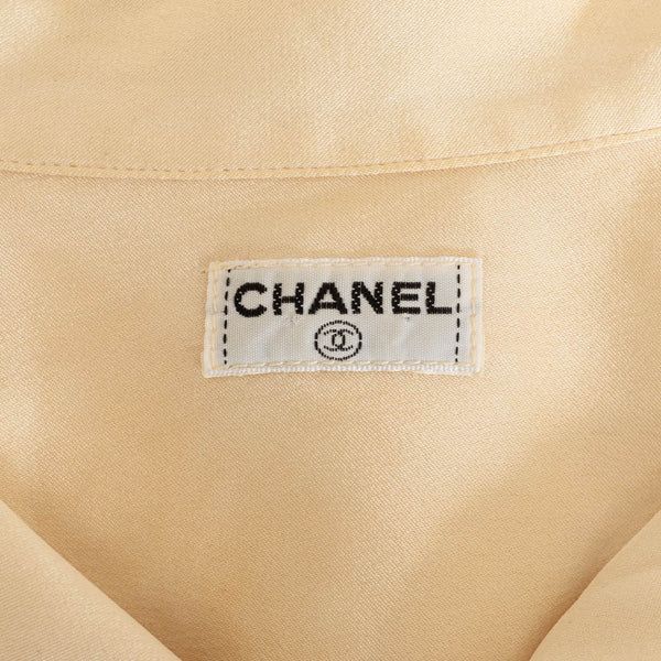 シャネル ココマーク パール ボタン 長袖シャツ ベージュ シルク レディース CHANEL 【中古】