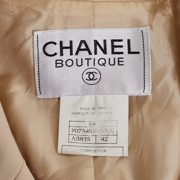 シャネル ロング ダブルテーラードジャケット サイズ：42 P07548V05526 ベージュ ウール レディース CHANEL 【中古】