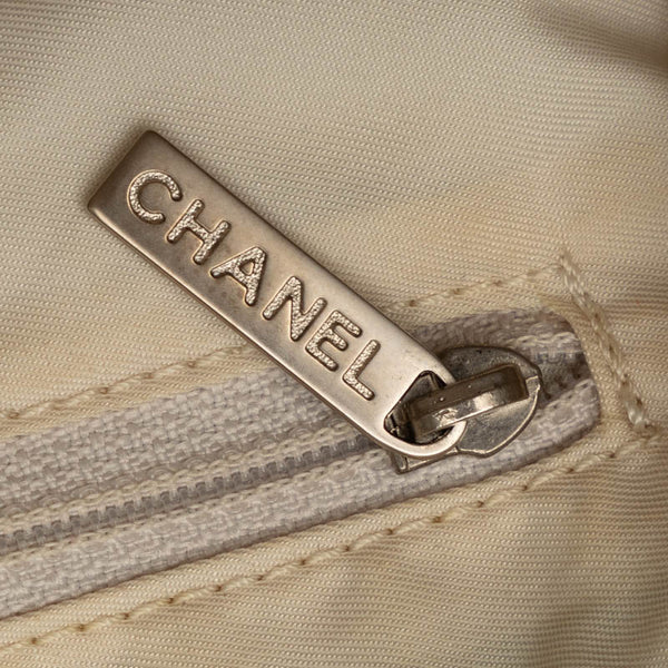 シャネル ニュートラベルライン ハンドバッグ ボストンバッグ アイボリー ベージュ キャンバス レザー レディース CHANEL 【中古】