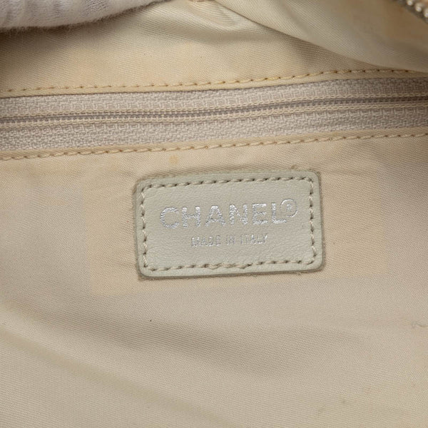 シャネル ニュートラベルライン ハンドバッグ ボストンバッグ アイボリー ベージュ キャンバス レザー レディース CHANEL 【中古】