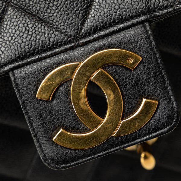 シャネル マトラッセ ココマーク ハンドバッグ ブリーフケース ブラック キャビアスキン レディース CHANEL 【中古】