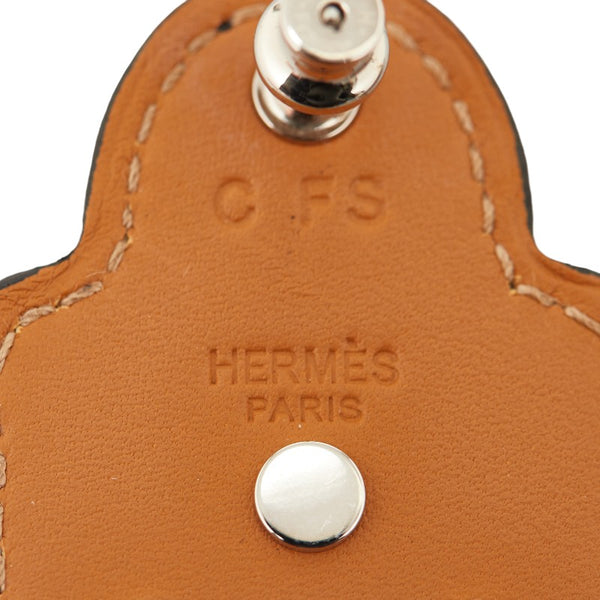 エルメス カーナビー ピアス シルバー ブラック メタル レザー レディース HERMES 【中古】