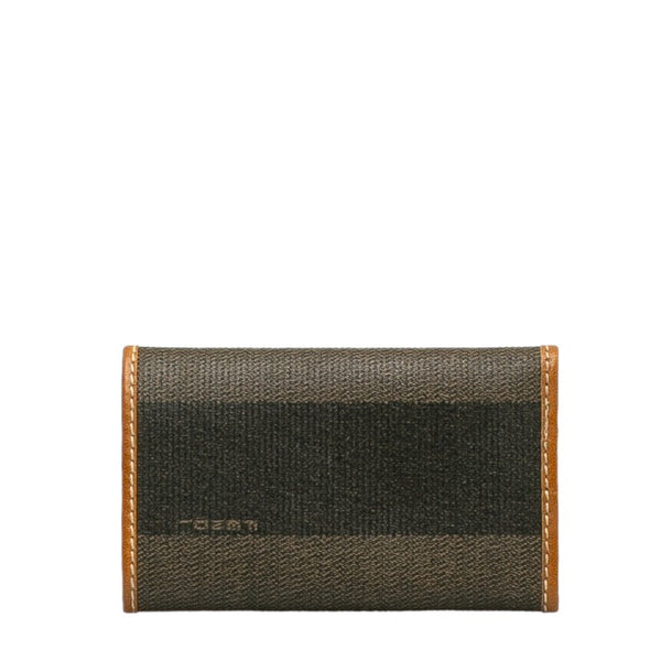 フェンディ ペカン 6連 キーケース キーホルダー 10163 ブラック ブラウン PVC レザー レディース FENDI 【中古】