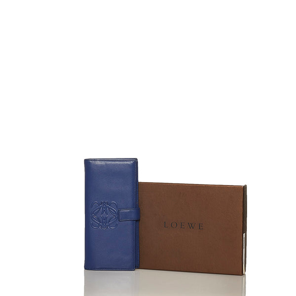 ロエベ 長財布 ブルー レザー レディース LOEWE 【中古】