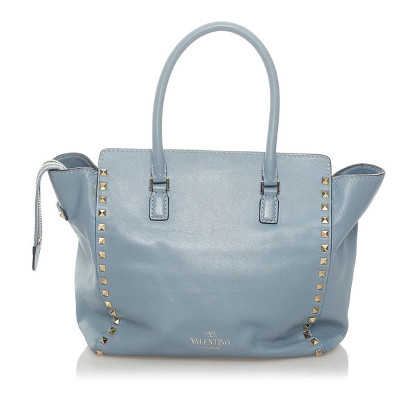 ヴァレンチノ ロックスタッズ ハンドバッグ ショルダーバッグ 2WAY ブルー レザー レディース Valentino 【中古】