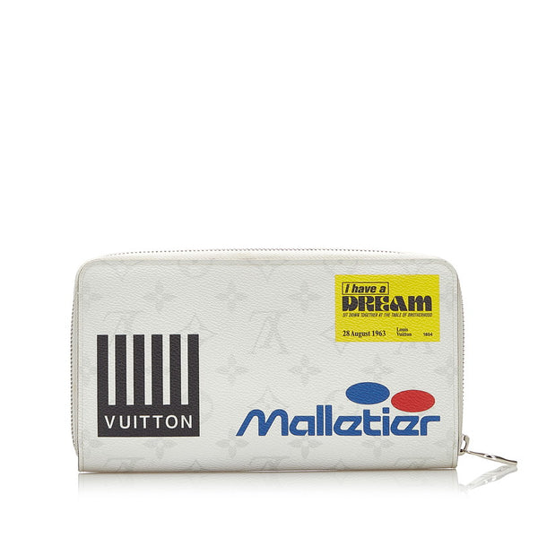 ルイ ヴィトン モノグラム ロゴ  ジッピー オーガナイザー ラウンドファスナー 長財布 M67824 ホワイト PVC メンズ LOUIS VUITTON 【中古】