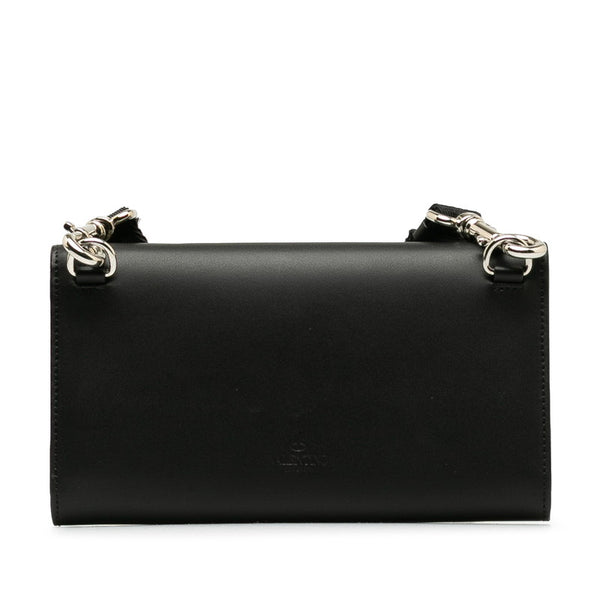 ヴァレンチノ ロゴ 長財布 ショルダーバッグ 2WAY ブラック レザー メンズ Valentino 【中古】