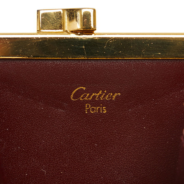 カルティエ マストライン がま口 コインケース 小銭入れ ワインレッド ボルドー レザー レディース CARTIER 【中古】