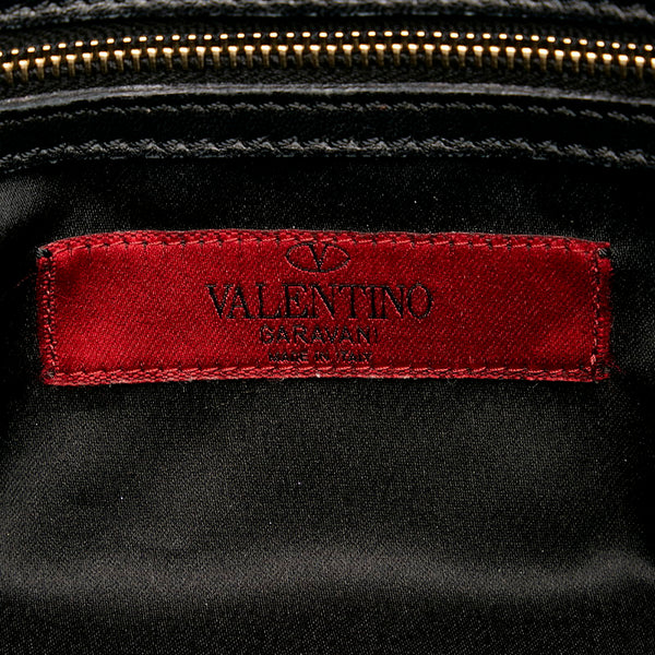 ヴァレンティノ フラワー ハンドバッグ ブラック ポリエステル レザー レディース VALENTINO 【中古】