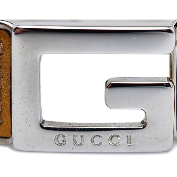 グッチ Gバックル バングル ゴールド メッキ パテントレザー レディース GUCCI 【中古】