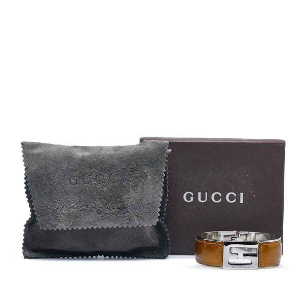 グッチ Gバックル バングル ゴールド メッキ パテントレザー レディース GUCCI 【中古】