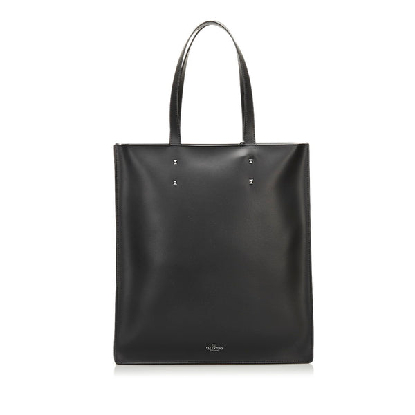 ヴァレンティノ ロゴ トートバッグ ショルダーバッグ 2WAY VY0B0731 WJW 0NI/NERO-BIA ブラック レザー メンズ VALENTINO 【中古】