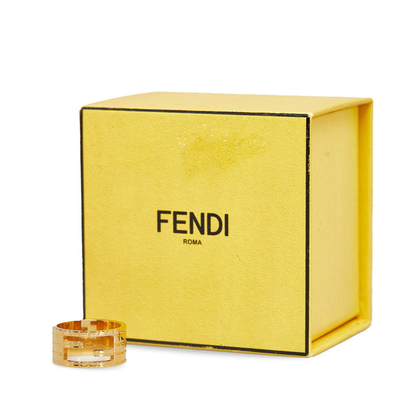 フェンディ ワイドバンド リング 指輪 サイズ:14号/M ゴールド メッキ レディース FENDI 【中古】