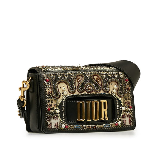 ディオール エボリューションフラップ ビジュー ショルダーバッグ ブラック マルチカラー レザー ビーズ レディース Dior 【中古】