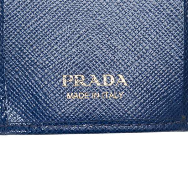 プラダ サフィアーノ キーケース 1PG222 ブルー レザー レディース PRADA 【中古】