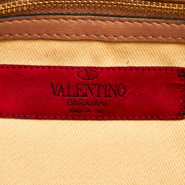 ヴァレンティノ ロックスタッズ ベージュ ピンク レザー ハンドバッグ レディース VALENTINO 【中古】