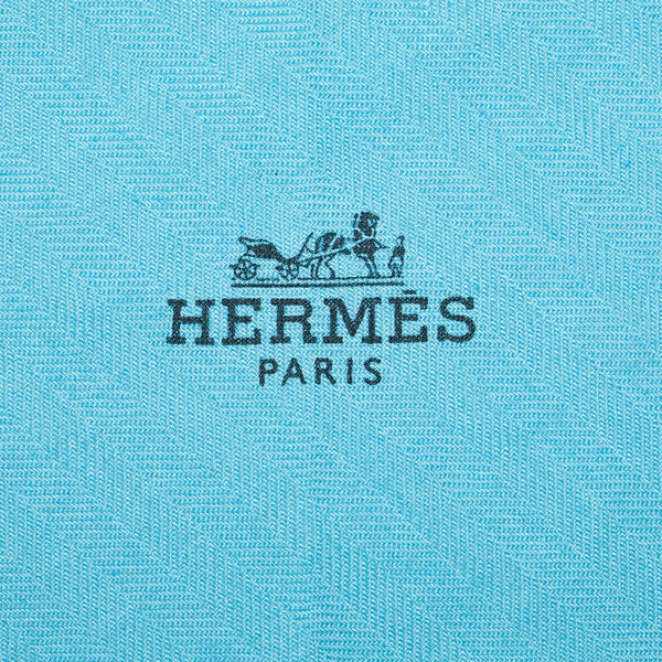 エルメス ロザンジュ スカーフ ブルー カシミヤ シルク レディース HERMES 【中古】