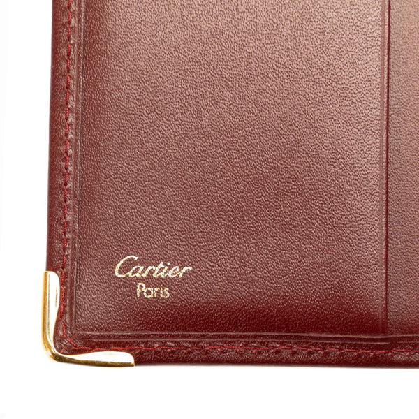 カルティエ マストライン 長財布 二つ折り財布 ワインレッド レザー レディース CARTIER 【中古】