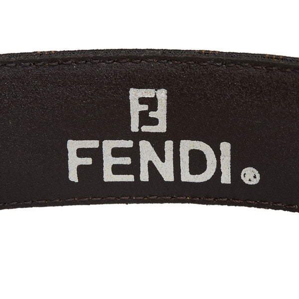 フェンディ ズッカ FFバックル ベルト 42 ブラウン キャンバス レザー レディース FENDI 【中古】