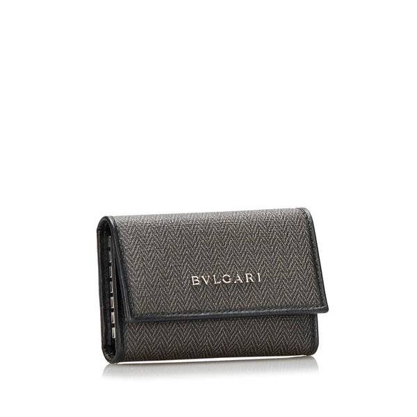 ブルガリ キーケース グレー ブラック PVC レザー レディース BVLGARI 【中古】