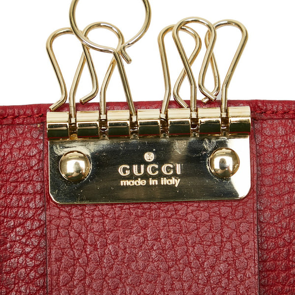 グッチ プチ GGマーモント 6連 ゴールド金具 キーケース 456118 レッド レザー レディース GUCCI 【中古】