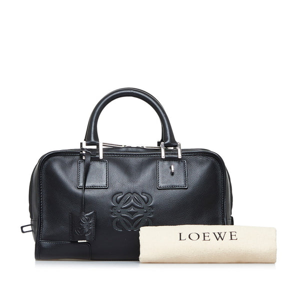 ロエベ アナグラム アマソナ ハンドバッグ ミニボストンバッグ ブラック レザー レディース LOEWE 【中古】