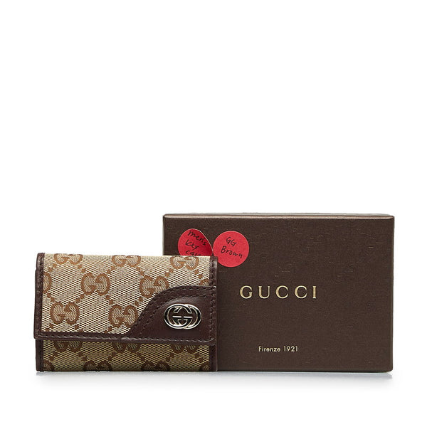 グッチ GGキャンバス インターロッキングG キーケース 181680 ベージュ ブラウン キャンバス レザー レディース GUCCI 【中古】