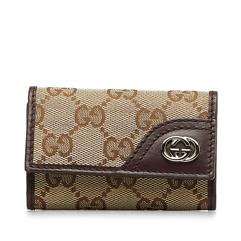 グッチ GGキャンバス インターロッキングG キーケース 181680 ベージュ ブラウン キャンバス レザー レディース GUCCI 【中古】