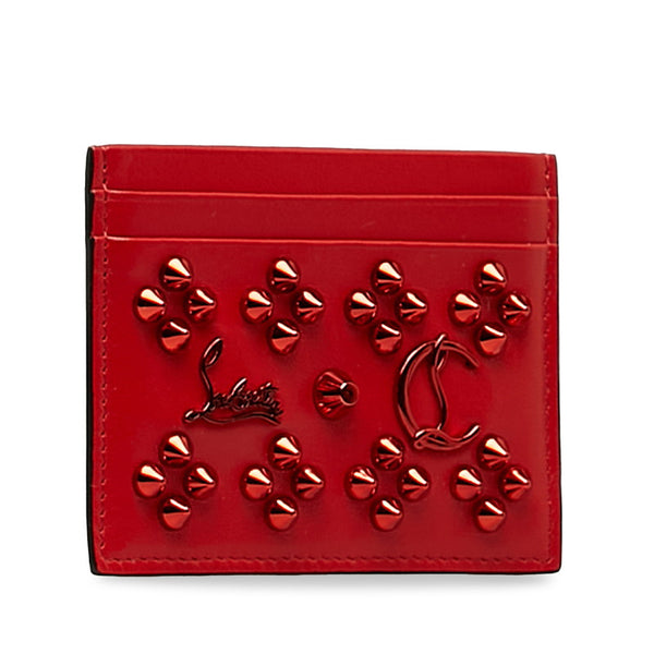 クリスチャンルブタン スパイク スタッズ カードケース レッド レザー レディース Christian Louboutin 【中古】