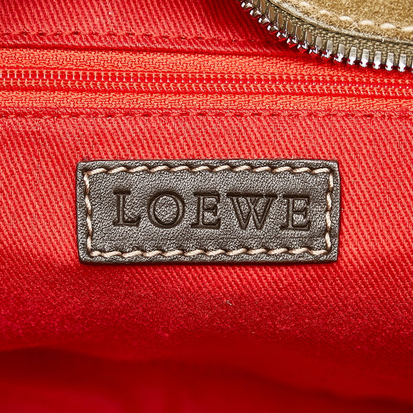 ロエベ アマソナ ハンドバッグ カーキ スウェード レザー レディース LOEWE 【中古】