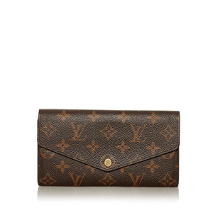 ルイ ヴィトン モノグラム ポルトフォイユ・サラ M62236 ブラウン レッド コクリコ PVC レザー 長財布 レディース LOUIS VUITTON 【中古】