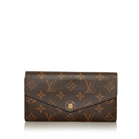 ルイ ヴィトン モノグラム ポルトフォイユ・サラ M62236 ブラウン レッド コクリコ PVC レザー 長財布 レディース LOUIS VUITTON 【中古】