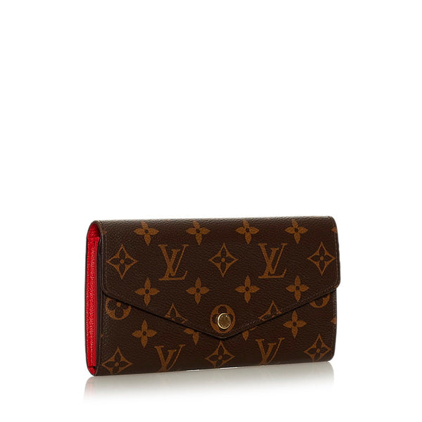 ルイ ヴィトン モノグラム ポルトフォイユ・サラ M62236 ブラウン レッド コクリコ PVC レザー 長財布 レディース LOUIS VUITTON 【中古】