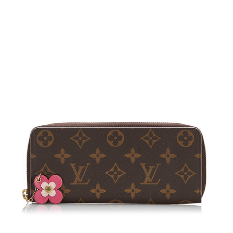 ルイ ヴィトン モノグラム ポルトフォイユ クレマンス ラウンドファスナー 長財布 M64201 ブラウンピンク PVC レディース LOUIS VUITTON 【中古】