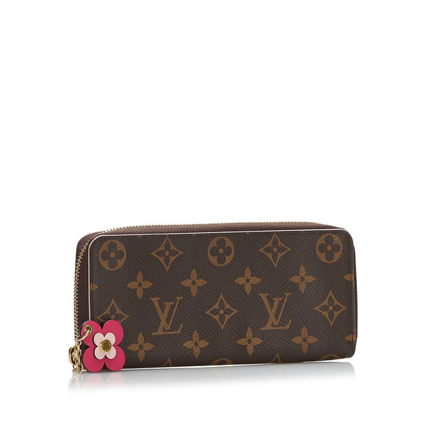 ルイ ヴィトン モノグラム ポルトフォイユ クレマンス ラウンドファスナー 長財布 M64201 ブラウンピンク PVC レディース LOUIS VUITTON 【中古】